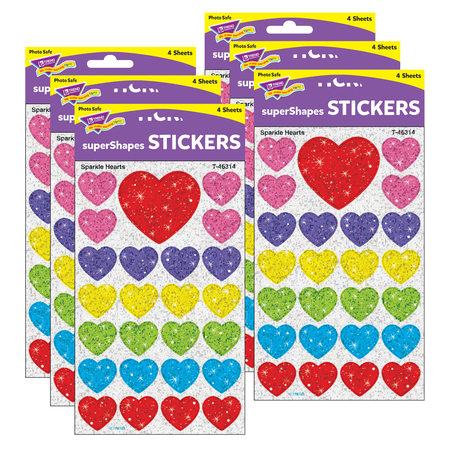 TREND ENTERPRISES Sparkle Hearts superShapes Stickers-Sparkle, PK600 T46314